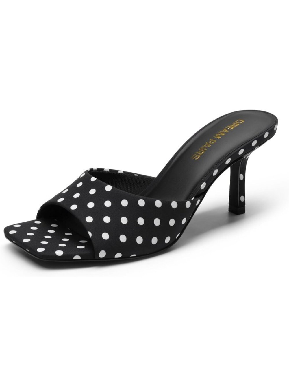 Women’s Polka Dot Summer Cushioned Comfort Square Toe Casual Kitten Mule Heels